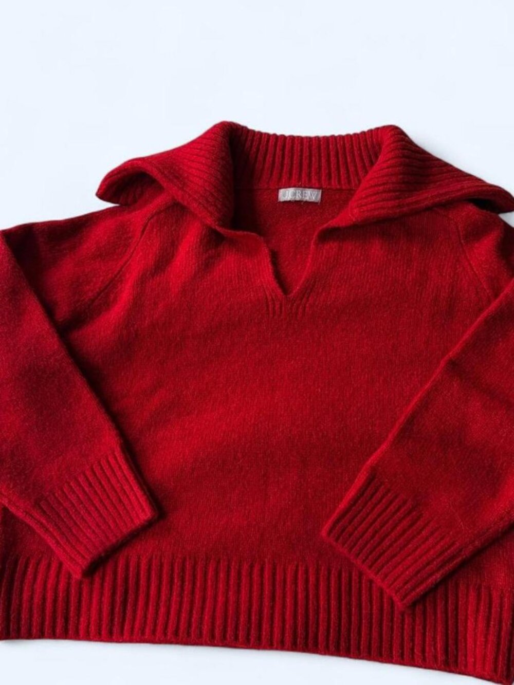 J.Crew Red Merino Wool Alpaca Johnny Collar Sweater Sz M